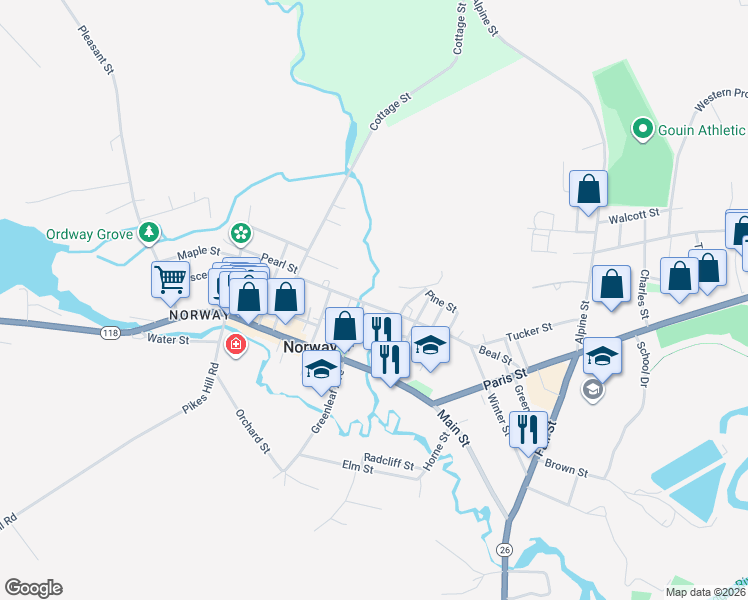 map of restaurants, bars, coffee shops, grocery stores, and more near 33 Lynn Street in Oxford