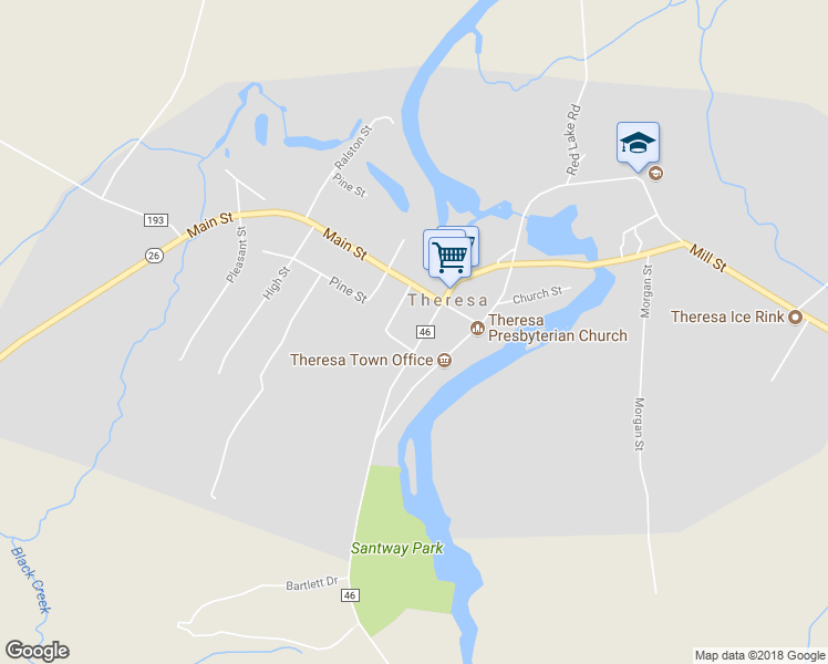map of restaurants, bars, coffee shops, grocery stores, and more near 210 Commercial Street in Theresa