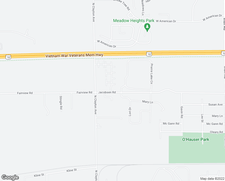 map of restaurants, bars, coffee shops, grocery stores, and more near 2354 Jacobsen Road in Neenah