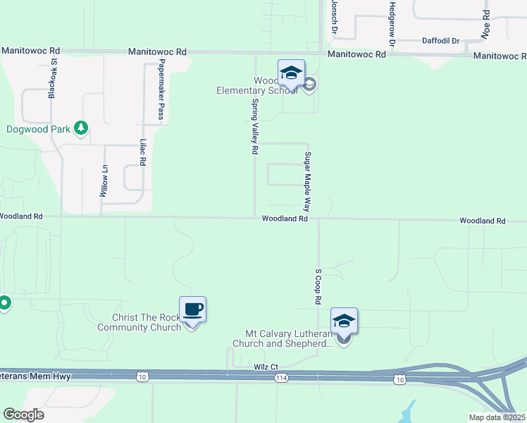 map of restaurants, bars, coffee shops, grocery stores, and more near W6157 Wild Cherry Court in Menasha