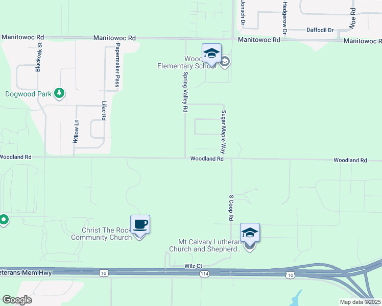 map of restaurants, bars, coffee shops, grocery stores, and more near W6157 Wild Cherry Court in Menasha