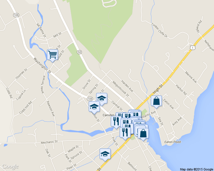 map of restaurants, bars, coffee shops, grocery stores, and more near 1 Trim Street in Camden