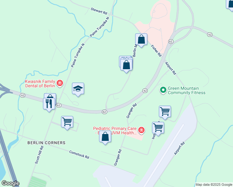 map of restaurants, bars, coffee shops, grocery stores, and more near 282 Berlin Mall Road in Berlin