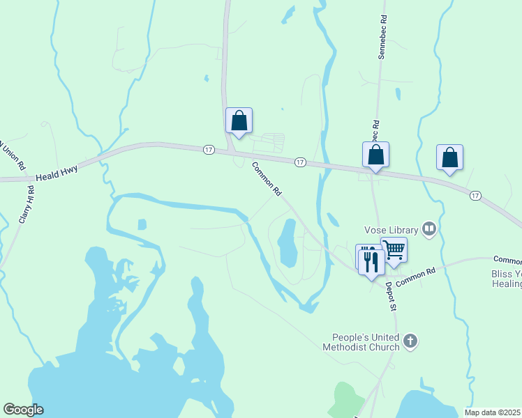 map of restaurants, bars, coffee shops, grocery stores, and more near 60 Common Road in Union