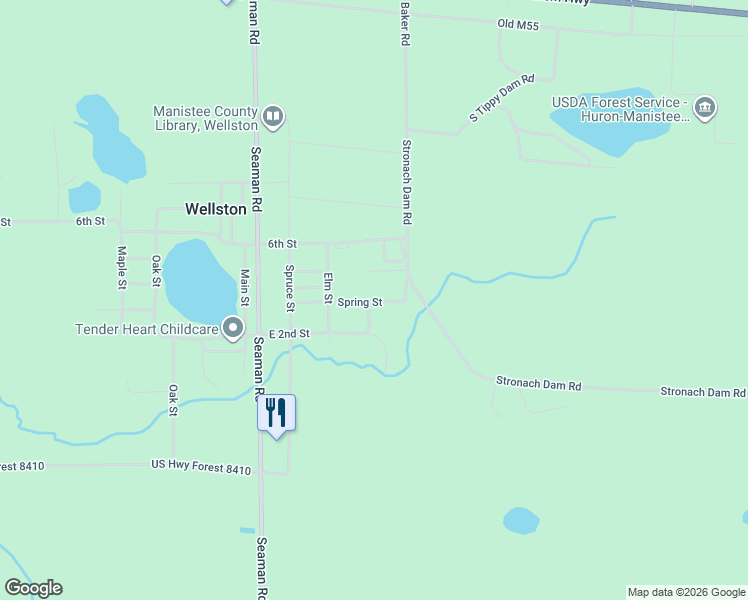 map of restaurants, bars, coffee shops, grocery stores, and more near 17401-17499 5th Street in Wellston