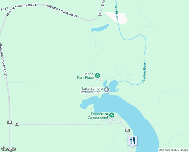 map of restaurants, bars, coffee shops, grocery stores, and more near 57489 406th Avenue in Mazeppa