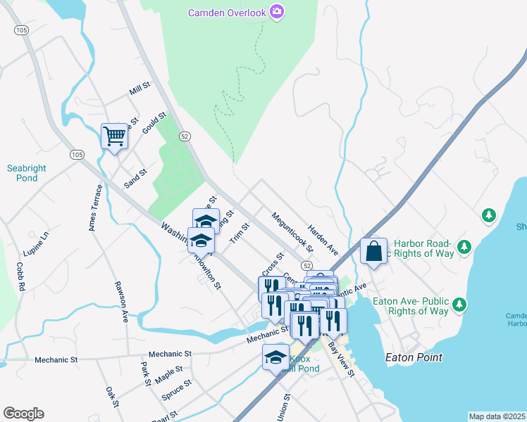 map of restaurants, bars, coffee shops, grocery stores, and more near 1 Trim Street in Camden