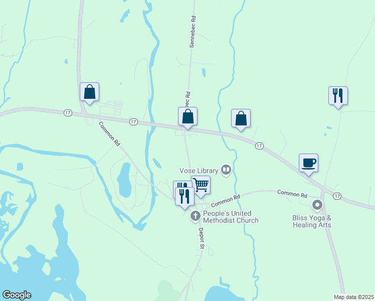 map of restaurants, bars, coffee shops, grocery stores, and more near 128 Town House Road in Union