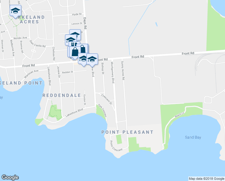 map of restaurants, bars, coffee shops, grocery stores, and more near 31 Montgomery Boulevard in Kingston