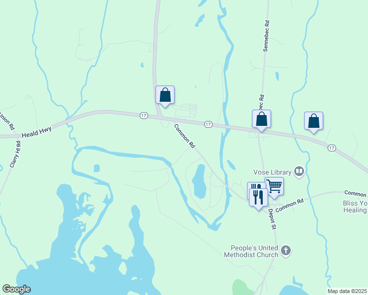 map of restaurants, bars, coffee shops, grocery stores, and more near 60 Common Road in Union