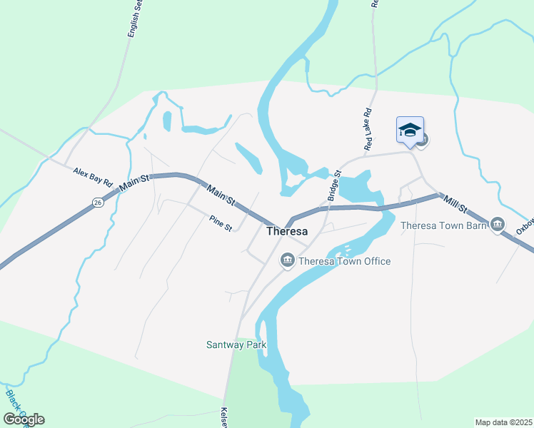 map of restaurants, bars, coffee shops, grocery stores, and more near 222 Main Street in Theresa
