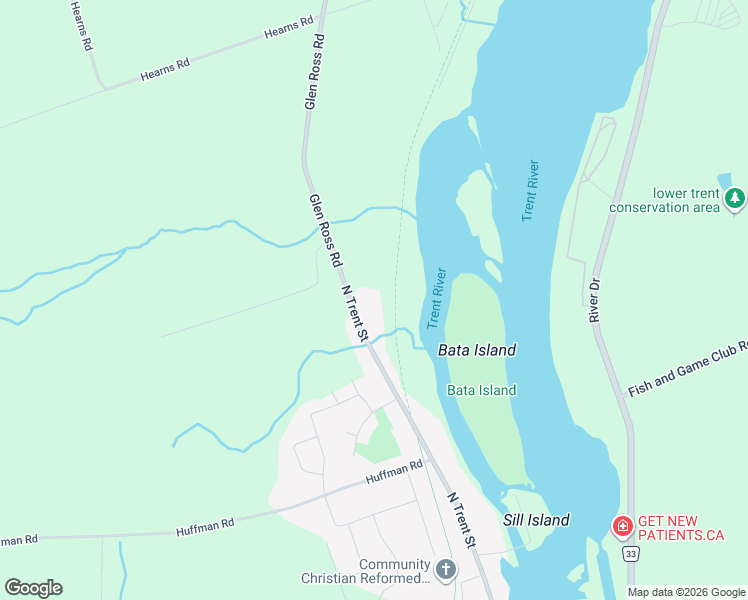 map of restaurants, bars, coffee shops, grocery stores, and more near 14 Glen Ross Road in Quinte West