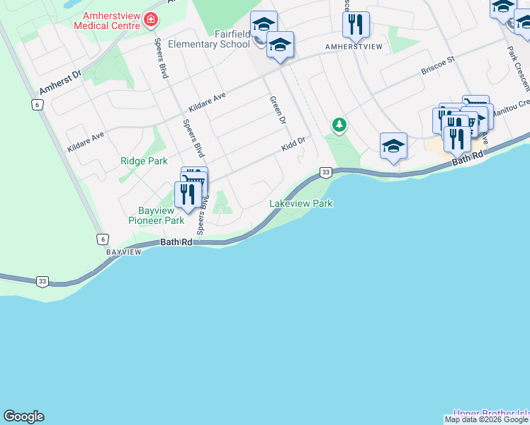 map of restaurants, bars, coffee shops, grocery stores, and more near 4571 Bath Road in Lennox and Addington County
