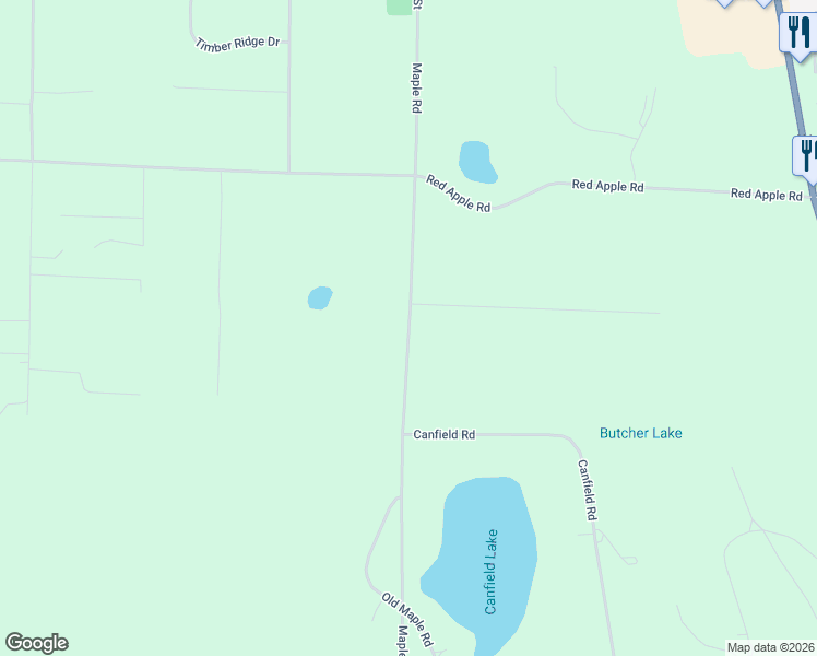 map of restaurants, bars, coffee shops, grocery stores, and more near 2218 Maple Road in Manistee
