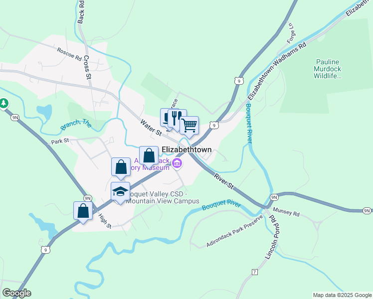 map of restaurants, bars, coffee shops, grocery stores, and more near in Elizabethtown