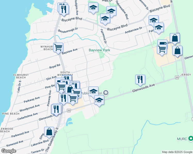 map of restaurants, bars, coffee shops, grocery stores, and more near in Georgina