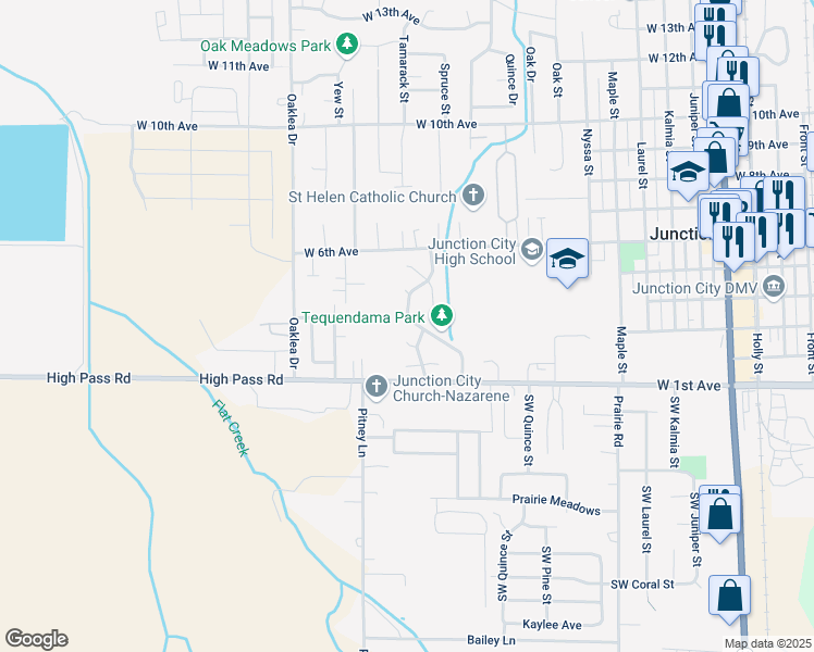 map of restaurants, bars, coffee shops, grocery stores, and more near 385 Timothy Street in Junction City
