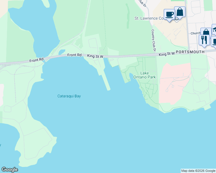 map of restaurants, bars, coffee shops, grocery stores, and more near 1110 King Street West in Kingston
