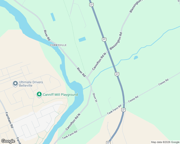 map of restaurants, bars, coffee shops, grocery stores, and more near 525 Cannifton Road North in Belleville