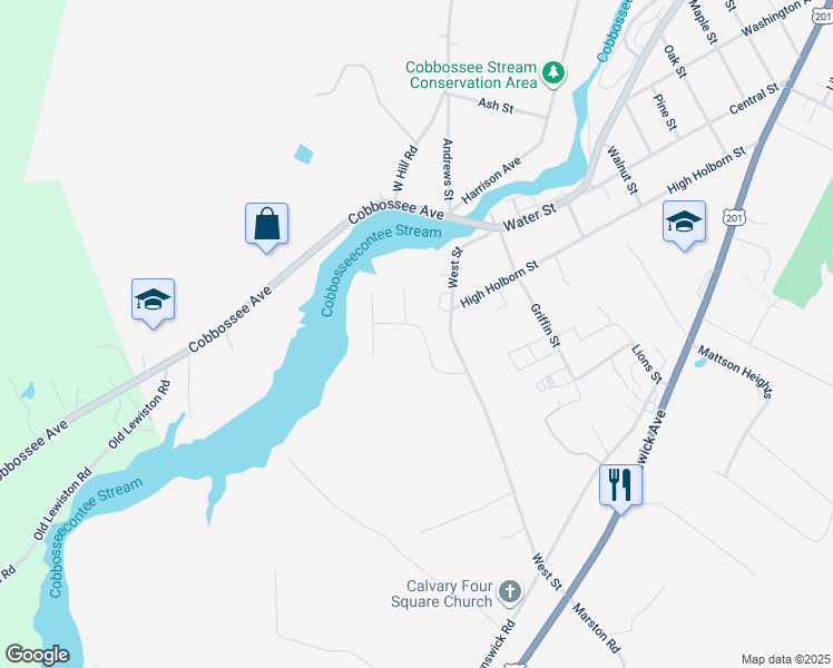 map of restaurants, bars, coffee shops, grocery stores, and more near 34 Alexandra Drive in Gardiner