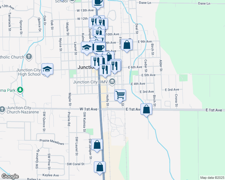 map of restaurants, bars, coffee shops, grocery stores, and more near 331 Greenwood St in Junction City