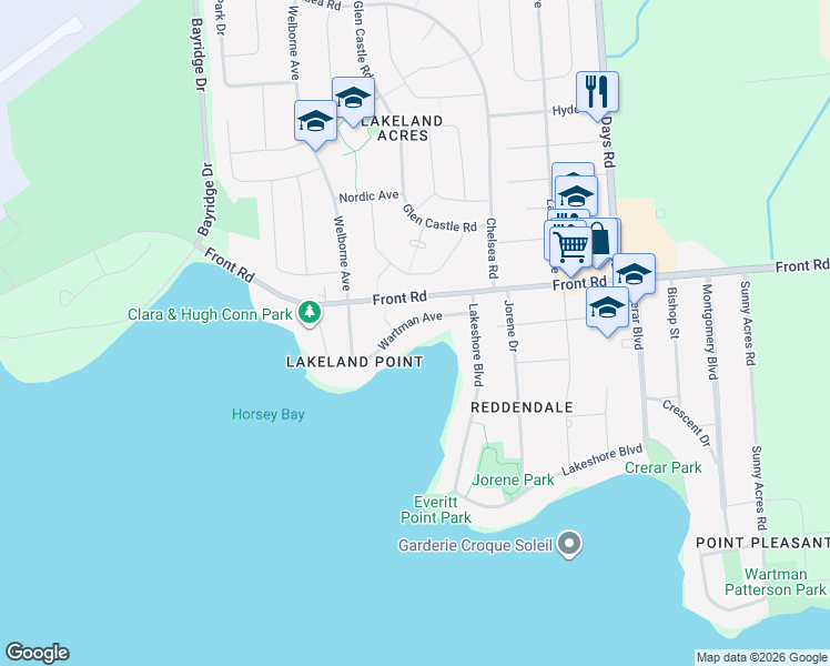 map of restaurants, bars, coffee shops, grocery stores, and more near in Kingston