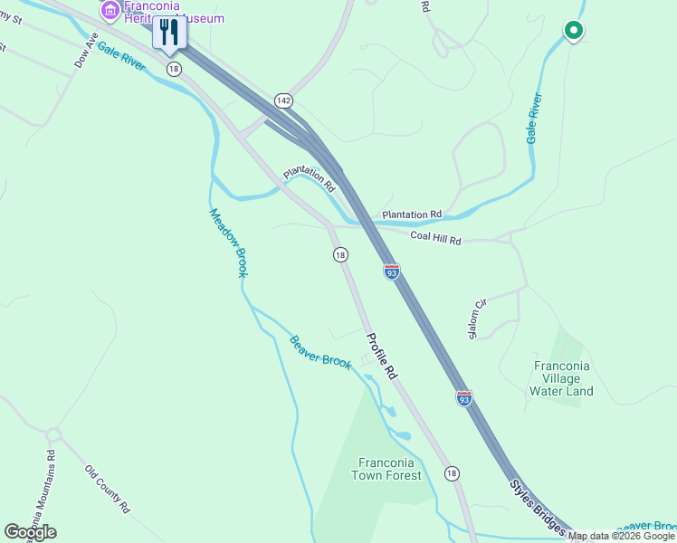 map of restaurants, bars, coffee shops, grocery stores, and more near 978 Profile Road in Franconia