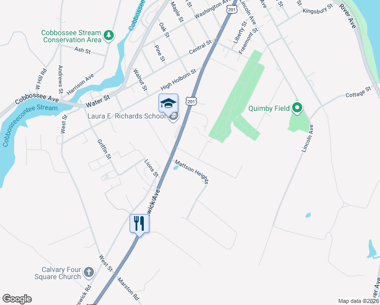 map of restaurants, bars, coffee shops, grocery stores, and more near 8 Pierce Street in Gardiner