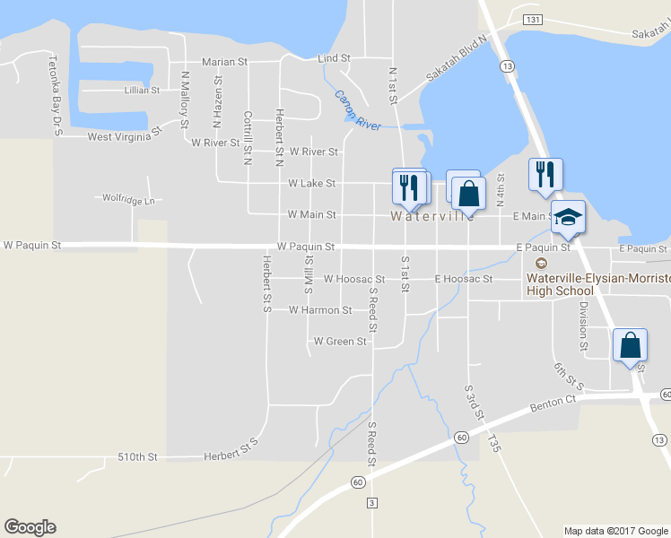 map of restaurants, bars, coffee shops, grocery stores, and more near 220 Buchannon Street South in Waterville