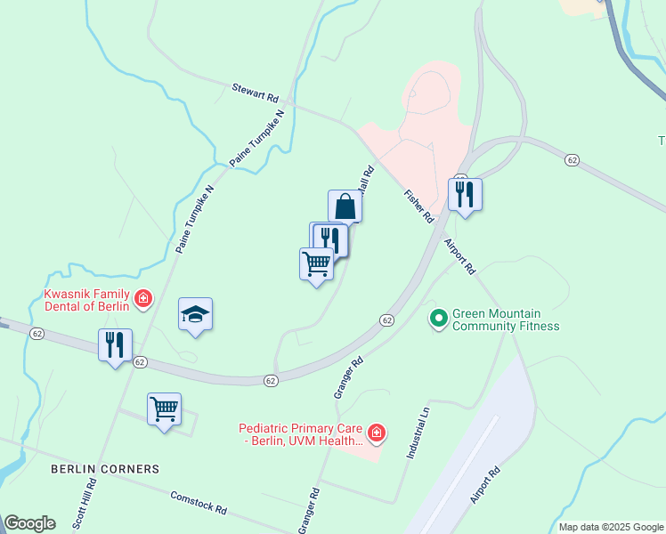 map of restaurants, bars, coffee shops, grocery stores, and more near 282 Berlin Mall Road in Berlin