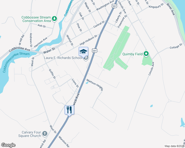 map of restaurants, bars, coffee shops, grocery stores, and more near 8 Pierce Street in Gardiner