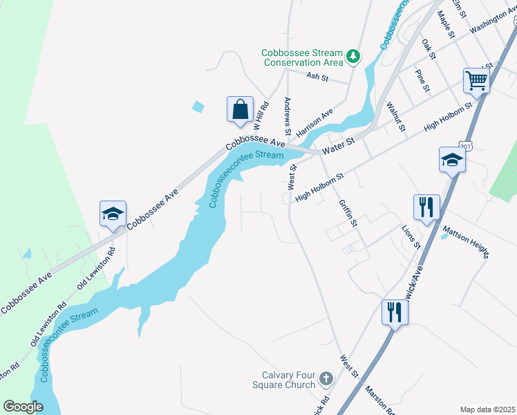 map of restaurants, bars, coffee shops, grocery stores, and more near 34 Alexandra Drive in Gardiner