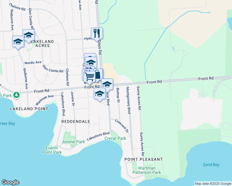 map of restaurants, bars, coffee shops, grocery stores, and more near 7 A Bishop Street in Kingston