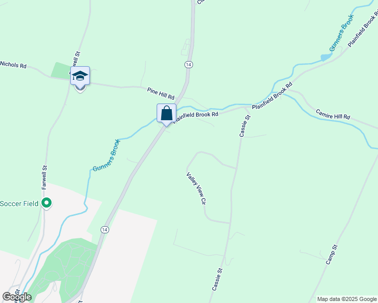 map of restaurants, bars, coffee shops, grocery stores, and more near 80 Valley View Circle in Barre