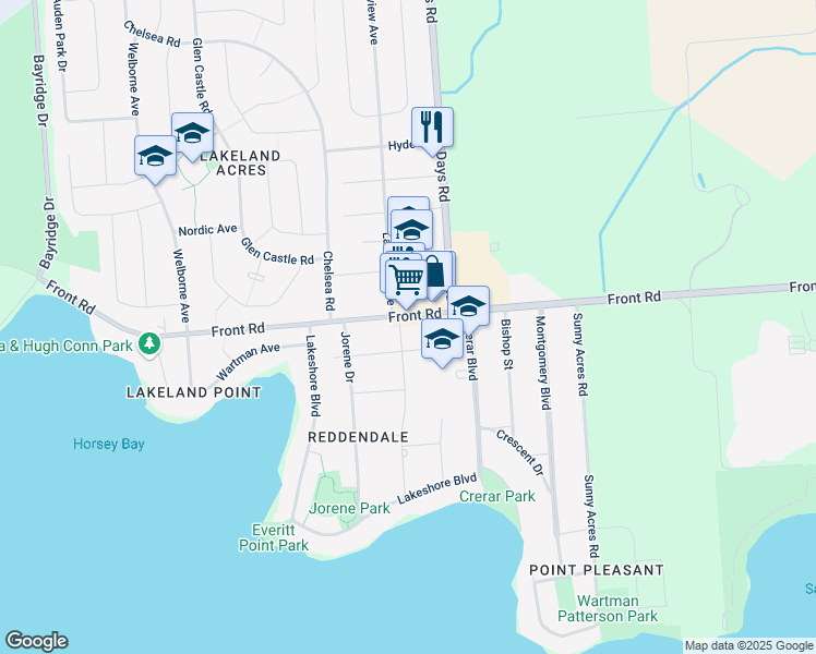 map of restaurants, bars, coffee shops, grocery stores, and more near in Kingston