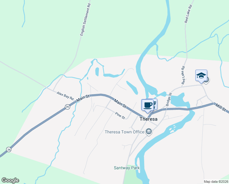 map of restaurants, bars, coffee shops, grocery stores, and more near 101 Ralston St in Theresa