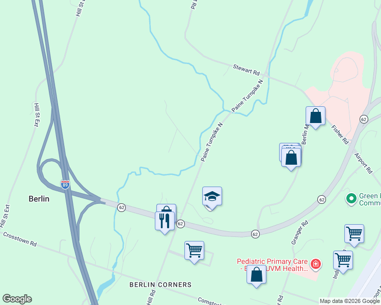 map of restaurants, bars, coffee shops, grocery stores, and more near 61 Richardson Road in Berlin