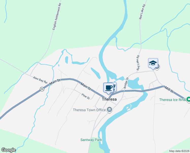 map of restaurants, bars, coffee shops, grocery stores, and more near 110 Ralston Street in Theresa