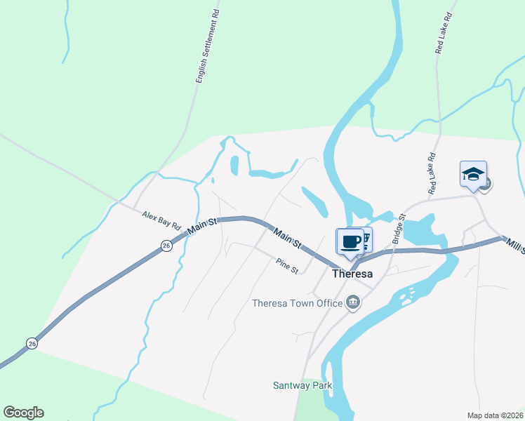 map of restaurants, bars, coffee shops, grocery stores, and more near 101 Ralston St in Theresa