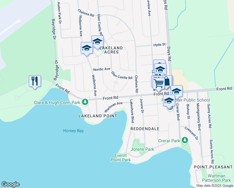 map of restaurants, bars, coffee shops, grocery stores, and more near in Kingston