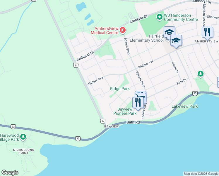 map of restaurants, bars, coffee shops, grocery stores, and more near 120 McDonough Crescent in Loyalist