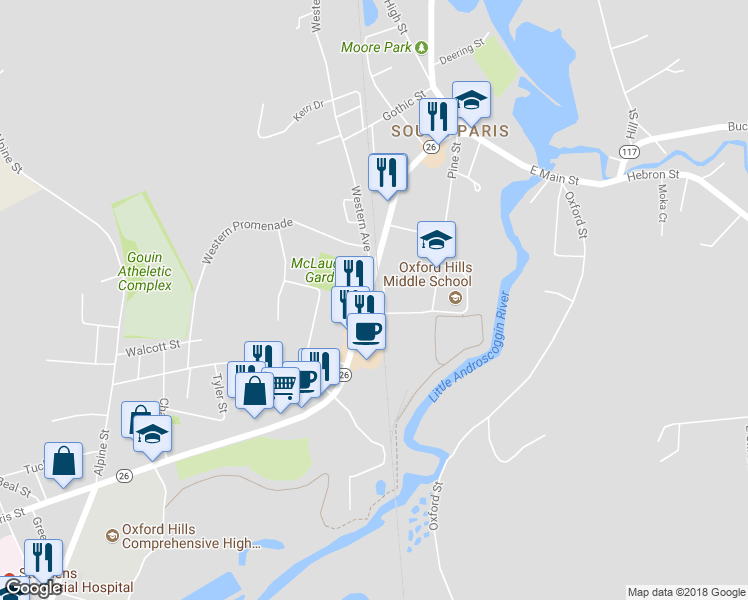 map of restaurants, bars, coffee shops, grocery stores, and more near 102 Main Street in Paris