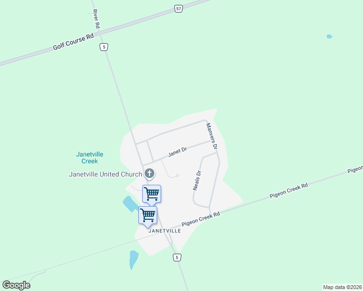 map of restaurants, bars, coffee shops, grocery stores, and more near 17 Janet Drive in Kawartha Lakes