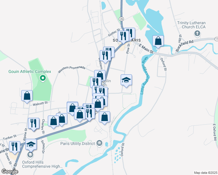 map of restaurants, bars, coffee shops, grocery stores, and more near 102 Main Street in Paris