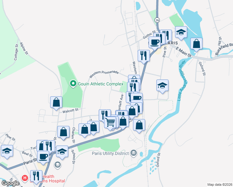 map of restaurants, bars, coffee shops, grocery stores, and more near 30 Shurtleff Avenue in Paris