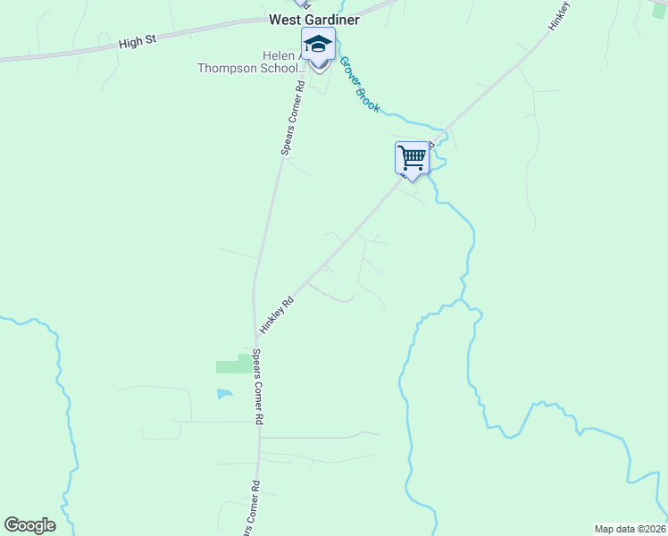 map of restaurants, bars, coffee shops, grocery stores, and more near 49 Hinkley Road in West Gardiner