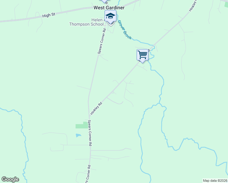 map of restaurants, bars, coffee shops, grocery stores, and more near 49 Hinkley Road in West Gardiner