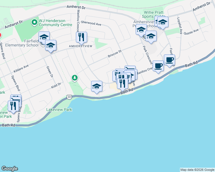 map of restaurants, bars, coffee shops, grocery stores, and more near 1 Keitha Drive in Loyalist
