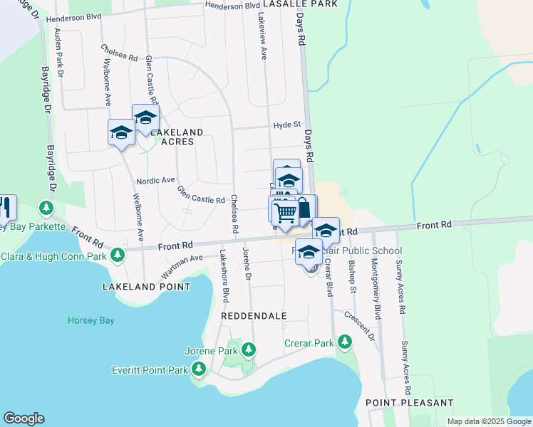 map of restaurants, bars, coffee shops, grocery stores, and more near 43 Cranbrook Street in Kingston