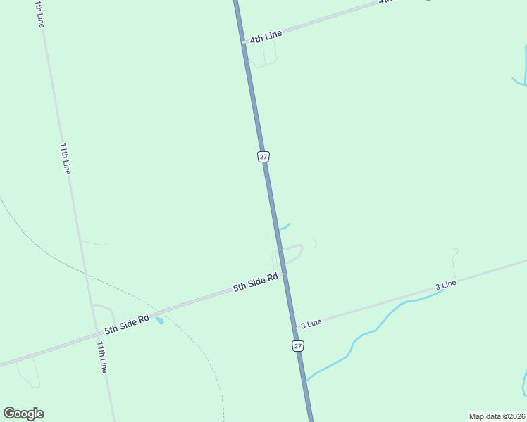 map of restaurants, bars, coffee shops, grocery stores, and more near 5616 Simcoe County Road 27 in Simcoe County